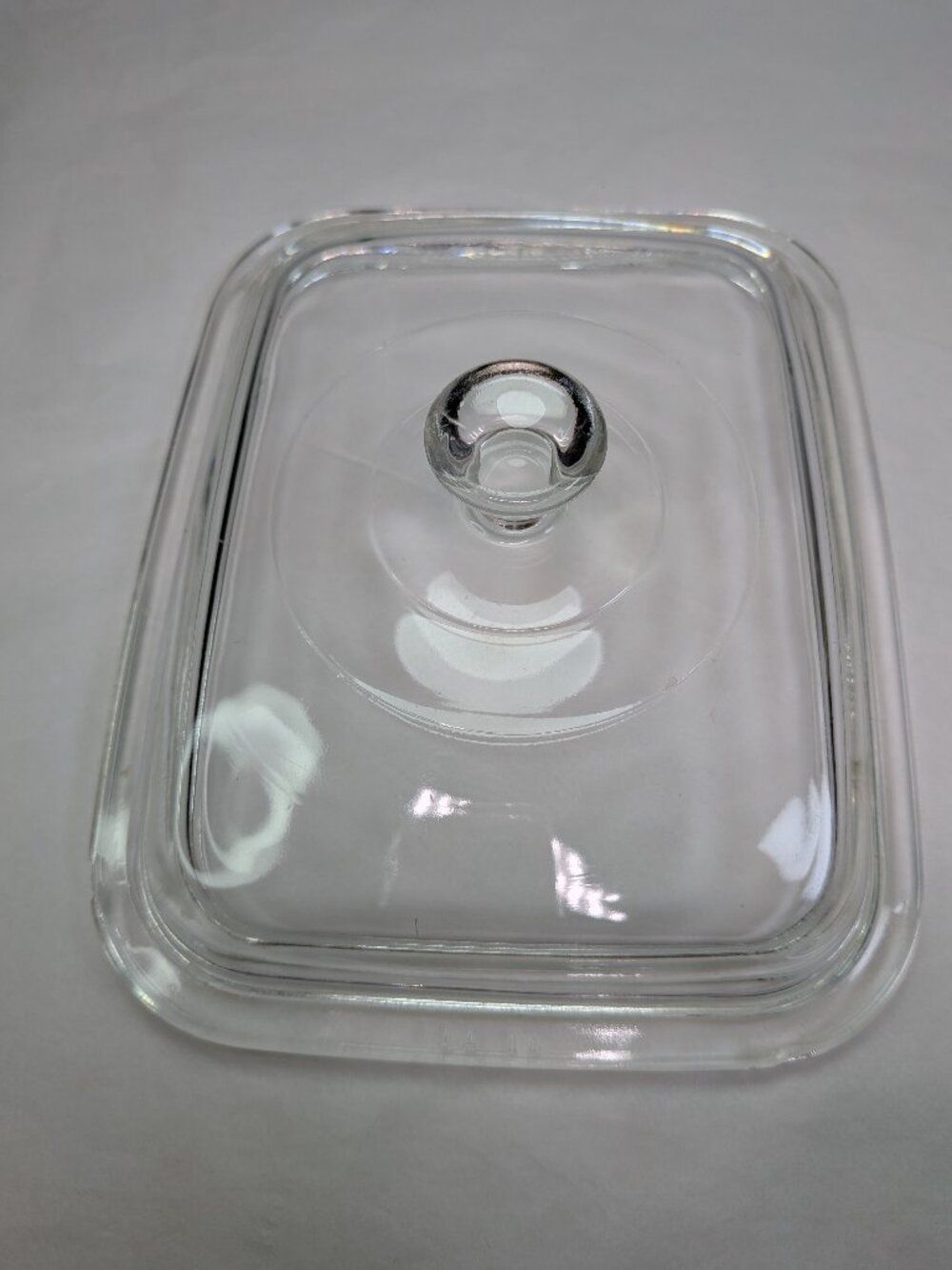 Vintage Clear Glass Rectangular Replacement Lid AA-10 Knob Handle 6.25" x 7.5"